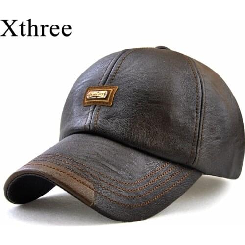 Xthree New fashion high quality faux leather Cap fall winter hat casual snapback baseball cap for men women hat wholesale