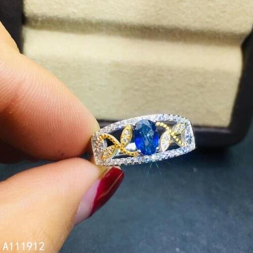 KJJEAXCMY fine jewelry natural sapphire 925 sterling silver new adjustable gemstone women ring support test popular