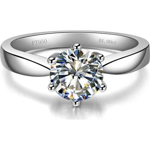 Classic 1Ct Round Cut Diamond Ring White Gold Ring AU750 Engagement Ring G18K White Gold Jewelry