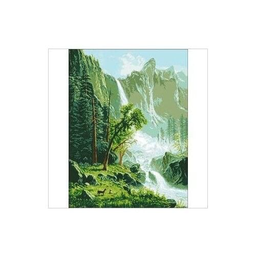 Embroidery Package Top Quality Cross Stitch Kits Free Shipping High Mountain Grasslands Tree Plant