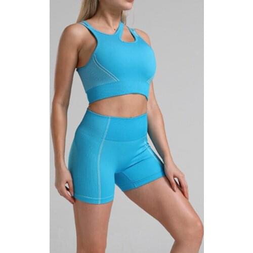 Gym Workout Active Fitness Yoga Sets Shorts Sportsuit Sleeveless Yoga Set Women Yoga Bra +high Waist Gym Leggings Shorts Top