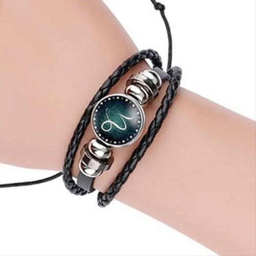 Constellation Theme Handmade Leather Bracelet Cute Hand-Knitted Multi-layer Luminous Bracelets Jewelry Fashion Party Trinket Gif