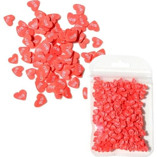 Love Nail Art Sequins Red Flake Nail Art Decorations Clay Slice Gems Valentines Day Manicure Design Professional Accessories