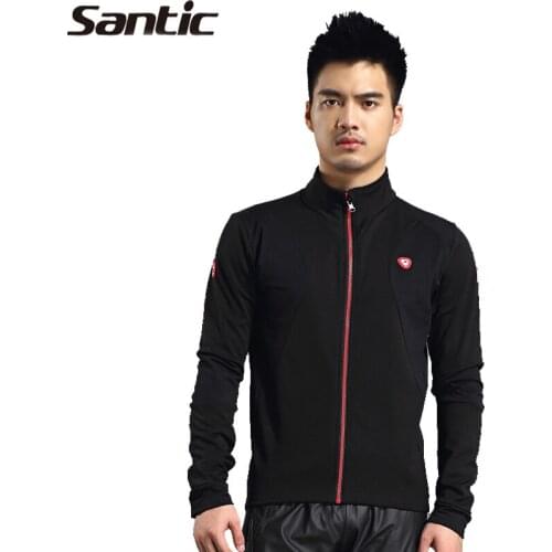 SANTIC New Bike Bicycle Cycling Mens Long Sleeve Jersey Winter Thermal Jacket -Lens UV Protection Keep Warm Windproof Black