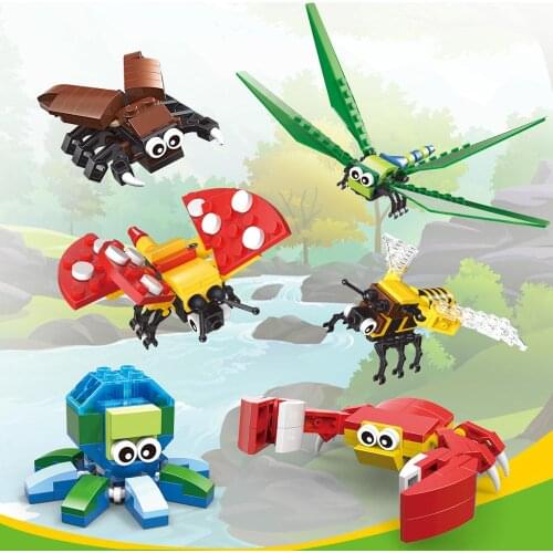 6In1 Animals Diamond лего Toys diy Funny Insect model kit juguetes Kids Figure Building Blocks Toy Funny Brick ospeelgoed