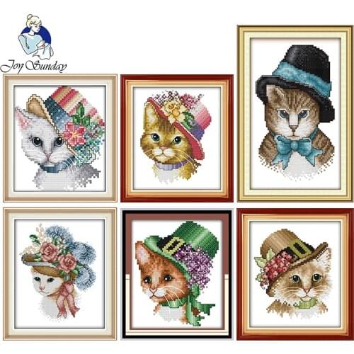 Noble cats DIY Cross Stitch kits11CT 14CT animals printed pattern Chinese needlework crafts DMC fabric on canvas Embroidery sets