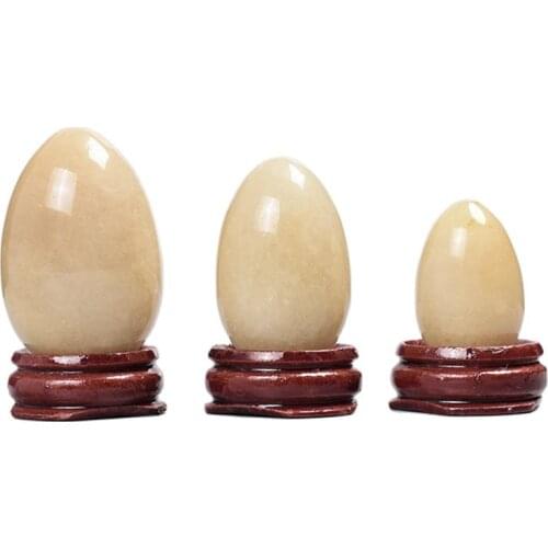 Yellow Jade Yoni Egg Set Undrilled Natural Stone Massage Crystal Ball Kegel Exercise Women Vagina Pelvic Muscle Care Tool