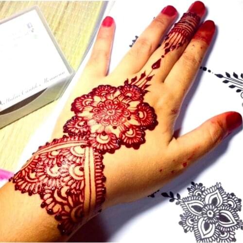 Natural Herbals Indian Henna Tattoo Paste Semi Permanent Waterproof Body Art Drawing Tattoo Stencil Paint Mehandi Ink Kit TSLM1