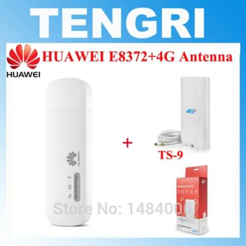 Original Unlocked Huawei E8372 + 4G antenna dual TS9 connector 150Mbps 4G LTE USB modem Mobile WiFi dongle E8372h-608 E8372h-153