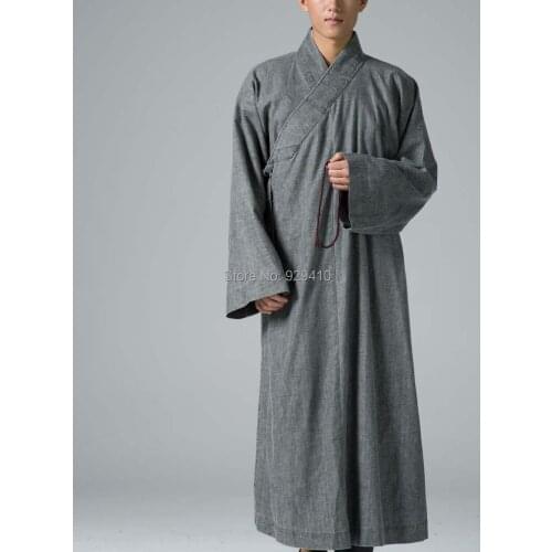 Unisex Autumn&Winter Linen&cotton buddhist monks robe meditation lay suits uniforms martial arts zen abbot clothing YXS-87