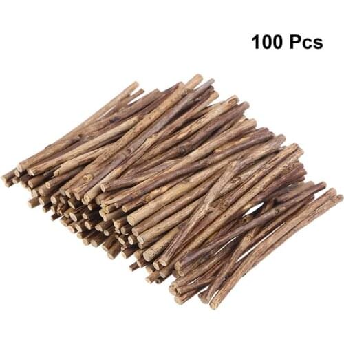 100pcs Natural Wooden Stick 10CM Long Wood Log Sticks For DIY Crafts Branch Tree Bark Log Discs Stick DIY Craft Party Decoration