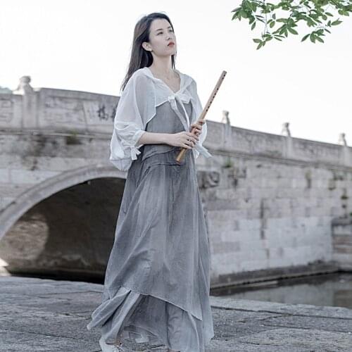 Women Spaghetti Strap Dress Ladies Loose Summer Irregular Length Dress Female Spray Dyeing Dress Female Dresses