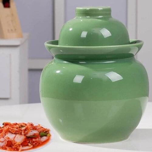 Jingdezhen Thicken Ceramic Kimchi Jar Household Pickled Cans Kitchen Pickle Jars Cabbage Fruit Pickling Storage Sealed Container