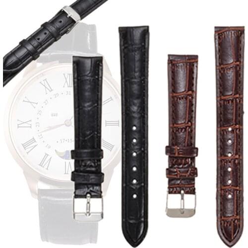 14-22mm Watch Band Leather Loop Strap Black/Brown Watchband Steel Buckle For Wrist Watch Adjustable Replacement Strap Watch Band