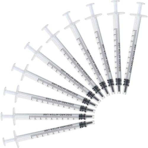 20pcs 1ml Plastic Disposable Injector Syringe For Refilling Measuring Nutrient And Mixing Liquids Gels Glues Oli