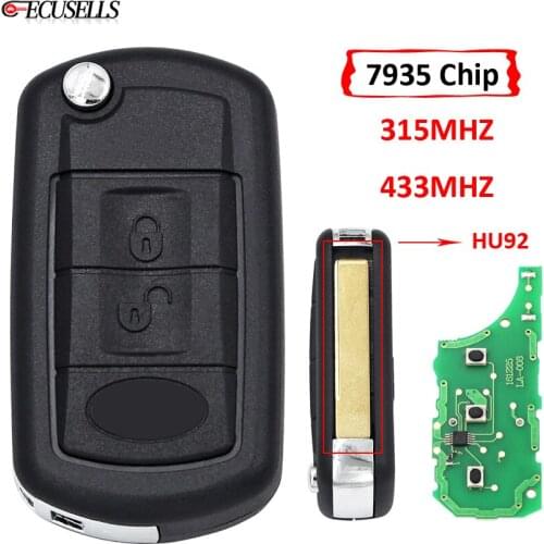 Folding Flip 3 Button Remote Car Key 315Mhz or 433Mhz ID44 PCF7935 7935 Chip HU92 Uncut Blade for Land Rover Range Rover Vogue