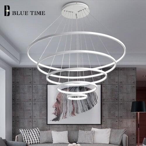 5Rings Led Pendant Light 110V 220V Modern Chandelier Pendant Lamp for Dining room Living room Kitchen Bedroom Hanging Lamp Light