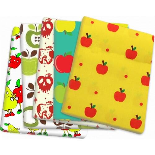 Apple Fruit Pear Polyester Cotton Fabric for Tissue Sewing Quilting Needlework Material DIY Handmade,1Yc14485