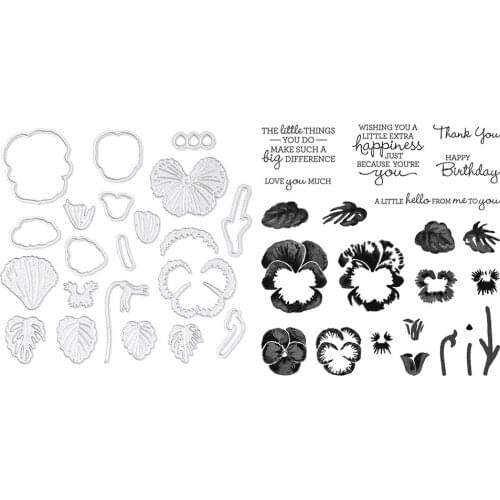 Embossing Stencil Paper Card Flower Leaf Metal Cutting Dies DIY Scrapbooking Photo Album Deco Silicone Clear Seal Stamps