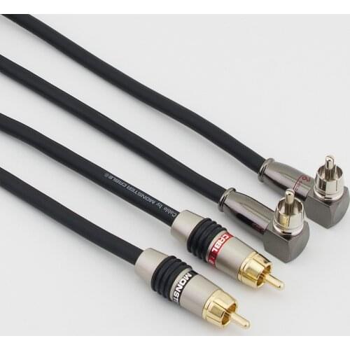 Hifi Angle RCA Audio Cable Dual 2RCA to Dual 2RCA for TV DVD Speaker Subwoofer Amplifier Cable Shielded OFC