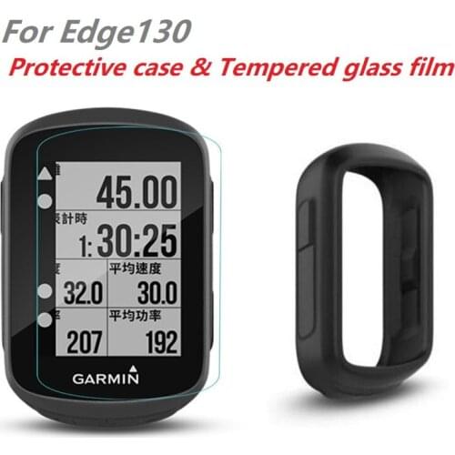 Bicycle Computer Stopwatch Silicone Case & Tempered Glass Screen Protector Bike Stopwatch Accessories For Garmin- Edge130
