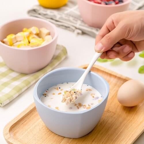 Anti-fall Top Quality Food Grade Silicone Sucker Bowl Solid Soup Microwave Food Self Feeding for Baby Kid Children Creative Gift