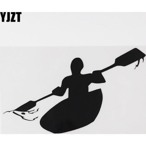 YJZT 17.5CMX10.2CM Cool Kayaking White Water Decal Vinyl Car Sticker Black/Silver 8A-1107