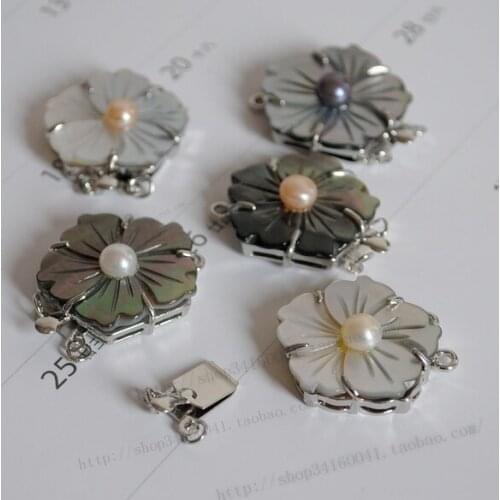 Double Medium shell button inlaying pearl sweater necklace buttons seashells 2 bracelet flower buckle diy accessories