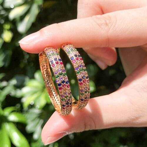 Pendientes Mujer Moda 2019 New Gold Copper Multicolor Set In Cubic Zirconia Big Round Earrings Fashion Womens Fashion jewelry