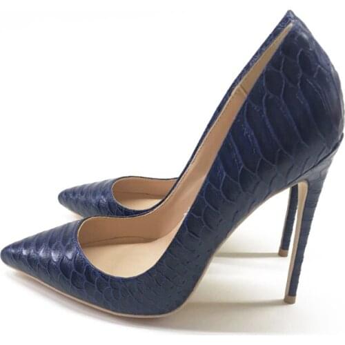 Dark blue fish print pointed toe 12cm high-heeled exquisite elegant single shoes ladies party shoes YG029 CHENSIR9
