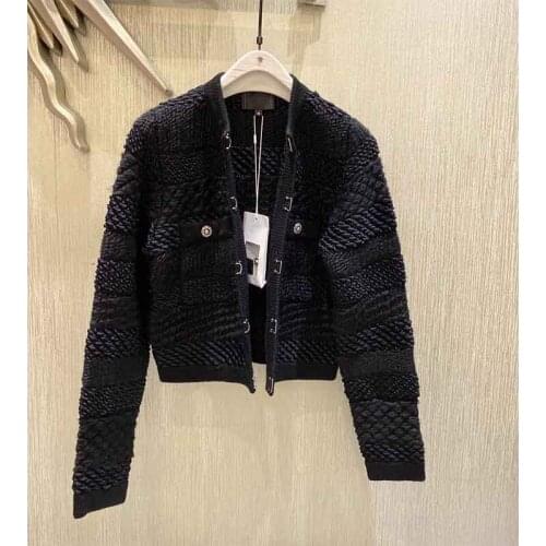 Knitted 2021 Sweater Autumn jacket Black Cashmere Cardigan Women Thick Warm Long Sleeve Knit Weave Short Jacket Tops