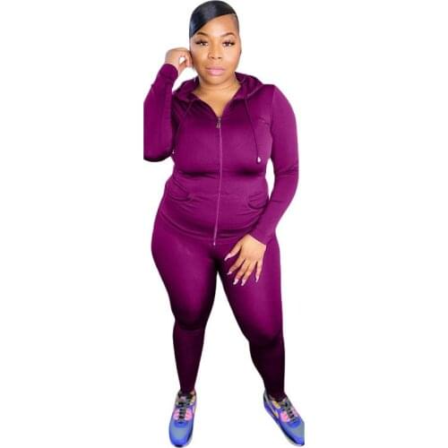 WIRELESS AGE Plus Size Womens Suit Solid Color Knitted Fall Winter Fashion Casual Two Piece Suit Long Sleeve Streetwear