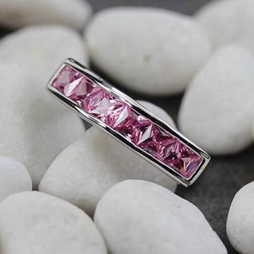 SHUNXUNZE Charm Wedding rings Jewelry & Accessories for women dropshipping Pink Cubic Zirconia Rhodium Plated R3602 size 6 7 8 9