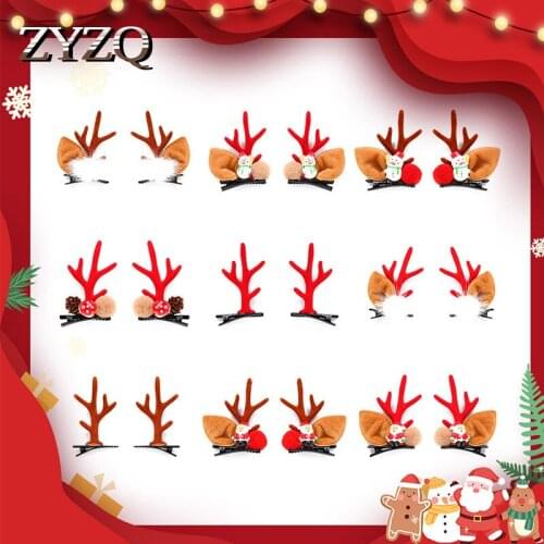 ZYZQ New Simple Creative Antler Mushroom Hairpin Headwear For Women Christmas Gift Cute Plush Snowman Duckbill Clip Headdress