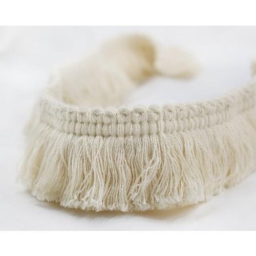 1m Thick Beige Cotton Thread Strip Fringe Lace Trim DIY Clothing Accessories Tassel Clothes Pillow Home Curtain Decoration 3.8cm