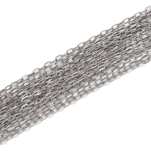 10m 4x2mm 304 Stainless Steel Cable Chains Soldered l Link Bulk Chains DIY Jewelry Necklace Making Handmade Accessories