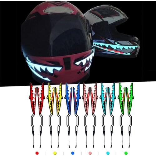 2Pcs Shark Style Motorcycle Helmet Light Strip LED Night Signal Light Stripe Glowing Night Luminous Modified Sticker