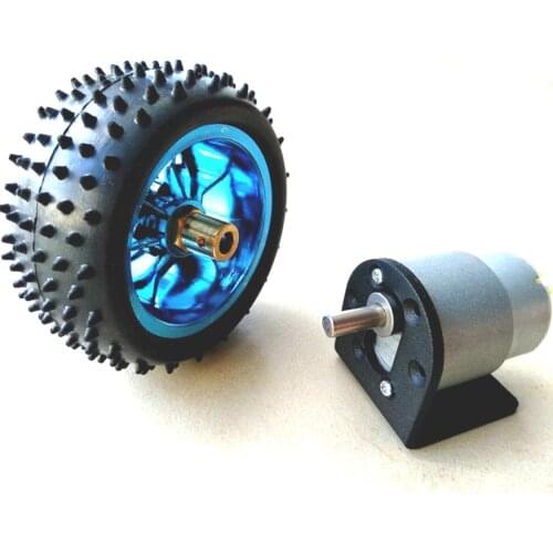 37GB (500TB) 12V DC 60RPM High Torque Gear Box Electric Motor Deceleration motor +85MM blue wheel 37GB bracket+6MM connetor