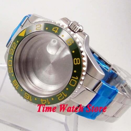 40mm Watch case sapphire glass ceramic bezel Fit ETA 2836 DG 3804 Miyota 8215 movement 316L stainless steel with bracelet 126