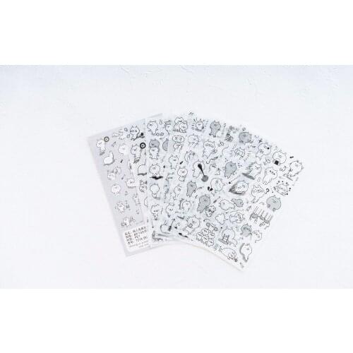 6pcs Black white rabbit Sticker Organizer Calendar Diary Book Planner for DIY Scrapbooking Decoration Diary Sticker papeleria