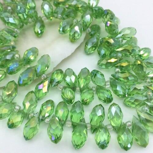90pcs Wholesale Marquise Shape Crystal 9 Color 6*12mm Glass Spacer Loose Beads Teardrop Hole Jewelry Findings Accessories B2878