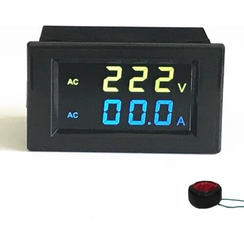 AC80-300V , AC 200-450V,100A , 199.9A colorful led display AC voltage and AC ampere combination meter V A meter with 1 CT