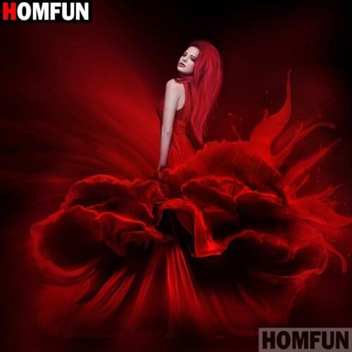 HOMFUN DIY 5D Diamond Painting "Red beauty" Full Diamond Embroidery Sale Picture Of Rhinestones For Festival Gifts A25879