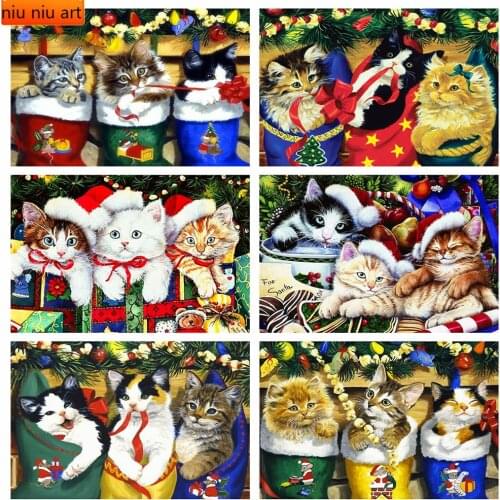 5D DIY Diamond Painting Cat Rhinestone Picture Diamond Embroidery Christmas Cross Stitch Animal Decorations for Room
