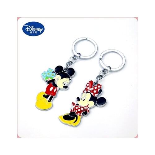 Disney Mickey Minnie Anime Action Toy Figures Cartoon Products Accessories Metal Keychain Pendant necklace Ornament Unisex Gifts