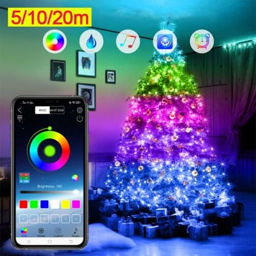 Christmas Tree Decorative String Lamp USB LED RGB String Light Smart Bluetooth App Remote Control Home Decoration Lights New