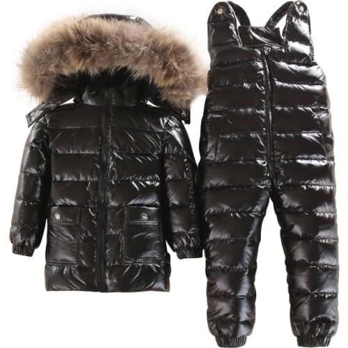 -30 2~5 Y Russian Child Winter Ski Snowsuit Baby white down Boys Waterproof Clothing Set jacket Kids Coat for Girls Enfant Parka