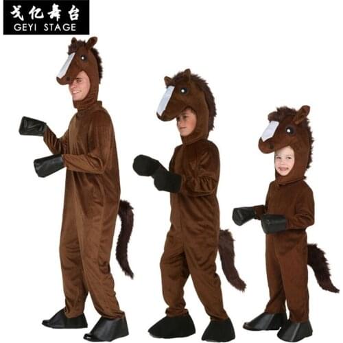 Child horse cosplay dress children lovely boy and cozy Halloween warm winter dress up dress animals