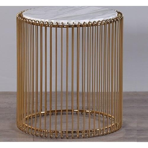 Europe Modern Design Wire Stainless Steel Copper Side Center Coffee Table With White Marble Top