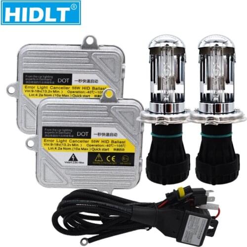 HIDLT DC 12V 55W H4 Bixenon HID Kit H4-3 Hi/Lo Beam Xenon Replacement Bulb 4300K 6000K 8000K Car Headlight HID Ballast Reactor